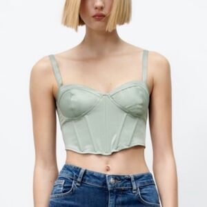 Zara Satin Cropped Corset Braw Top